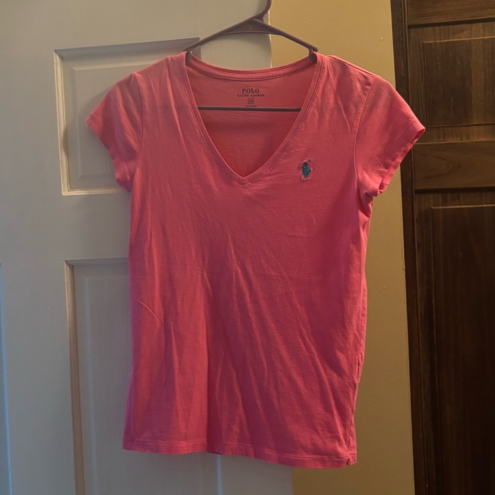Polo by Ralph Lauren Pink Short Sleeve V-Neck Tee